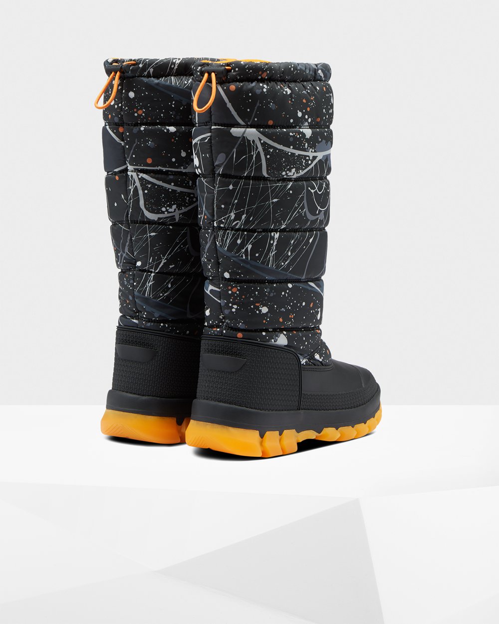 Hunter Mujer Original Printed Insulated Tall - Botas de Nieve Gris Negras - 105-SGMTKD